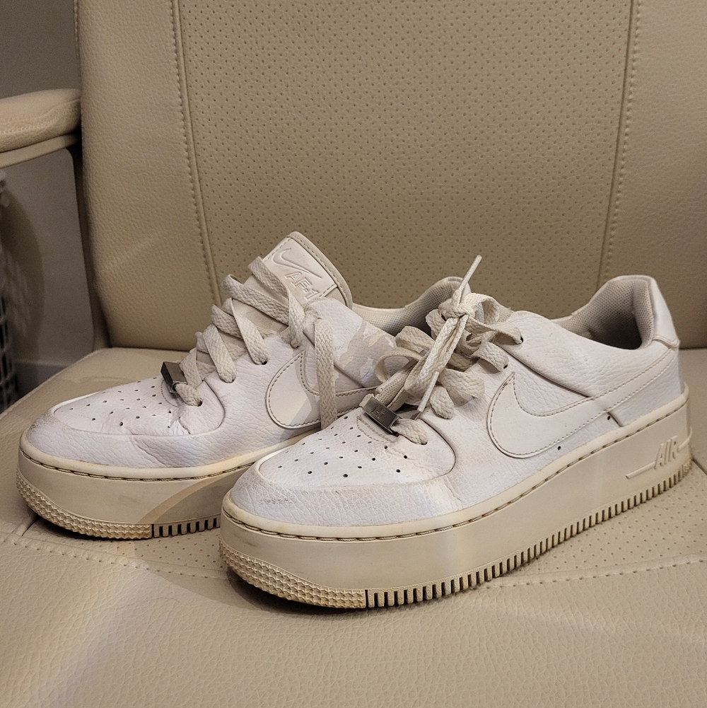 Nike Women's Air Force 1s White With Cream Sole